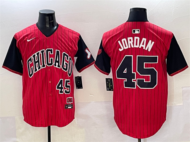 Men's Chicago White Sox #45 Michael Jordan Red/Black 2025 City Connect Limited Stitched Baseball Jersey